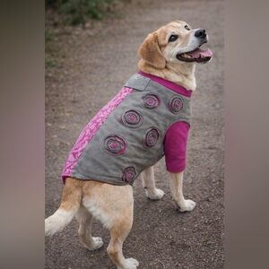 Upcycled Dog Sweater | Medium | Pink & Gray | One-of-a-Kind